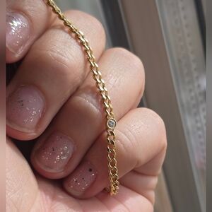 Ferko’s | 14k Solid Yellow Gold | Cuban Link Diamond Bracelet. EUC!